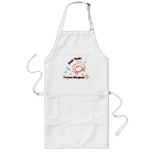 "Shell Yeah! I'm from Maryland" Crab Apron Lang Schort (Voorkant)