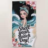 Shell Yeah It’s Beach Day Blue Ocean Wave Strandlaken (Voorkant)