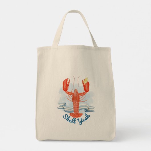 Shell Yeah Lobster / Coastal Beach Pun Tote Bag (Achterkant)
