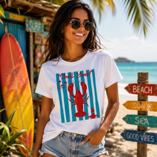 "Shell Yeah!" Nautical Red Lobster Coastal Summer T-shirt