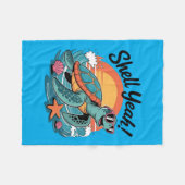 Shell Yeah Schattige Schildpad Oceaan Strand Pun Z Fleece Deken (Voorkant (Horizontaal))