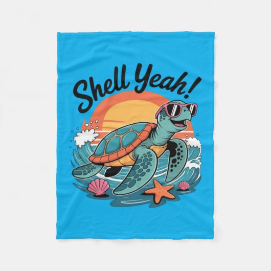 Shell Yeah Schattige Schildpad Oceaan Strand Pun Z Fleece Deken (Voorkant)