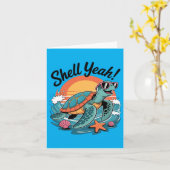Shell Yeah Schattige Schildpad Oceaan Strand Pun Z Kaart (Gele Bloem)