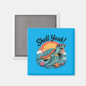 Shell Yeah Schattige Schildpad Oceaan Strand Pun Z Magneet (Voorkant / Achterkant)