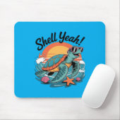 Shell Yeah Schattige Schildpad Oceaan Strand Pun Z Muismat (Met muis)
