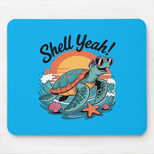 Shell Yeah Schattige Schildpad Oceaan Strand Pun Z Muismat (Voorkant)