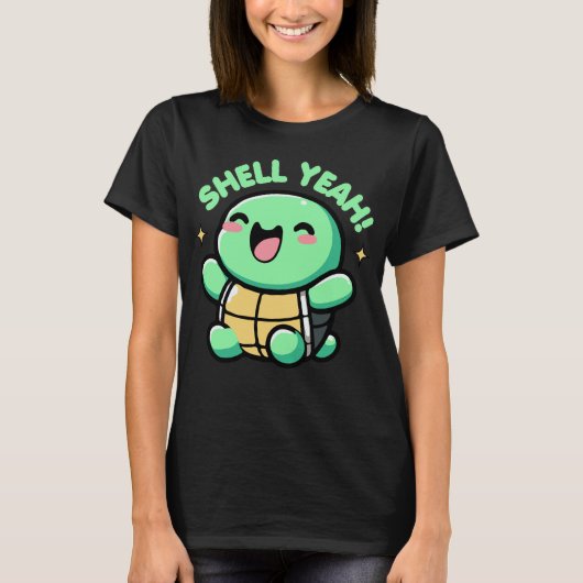 Shell Yeah Schattige Turtle Lover Pun Funny T-shirt (Voorkant)