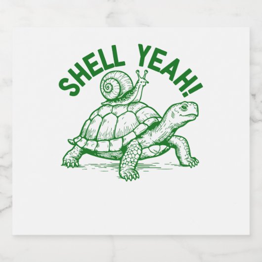 Shell Yeah Turtle Snail Funny Sparkling Wijnetiket (Enkel label)