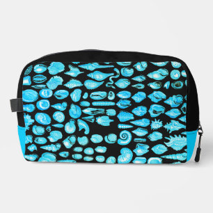 Shell- Zwarte Splash- Aqua Blauwe Toilettas Toilettasje