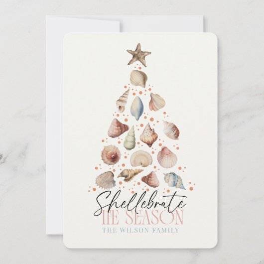 Shellebrate het seizoen Seashell kerstboom Feestdagenkaart (Voorkant)