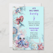 Shellebrate Kleurrijke Zeemeermin Onder het Zee Kaart (Voorkant)