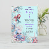 Shellebrate Kleurrijke Zeemeermin Onder het Zee Kaart (Staand voorkant)