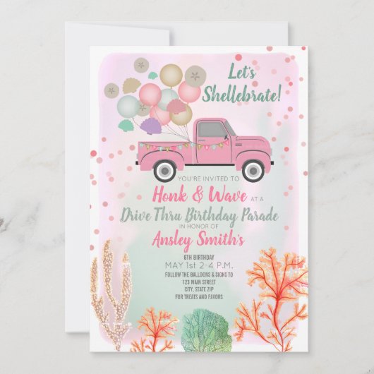 Shellebrate onder het Zee rijden door de verjaarda Kaart (Voorkant)