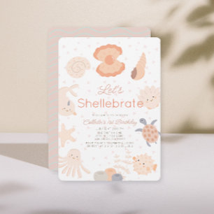 Shellebrate Seashell Creatures Roze 1e Verjaardag Kaart