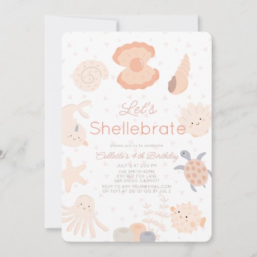 Shellebrate Seashell Creatures roze verjaardag Kaart (Voorkant)