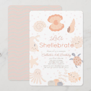 Shellebrate Seashell Creatures roze verjaardag Kaart