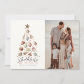 Shellebrate Seashell Kerstboom Foto Feestdagenkaart (Voorkant)