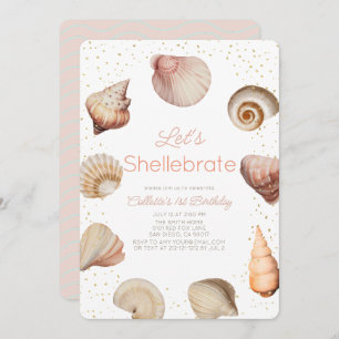 Shellebrate Seashell Realistisch 1e verjaardag Kaart