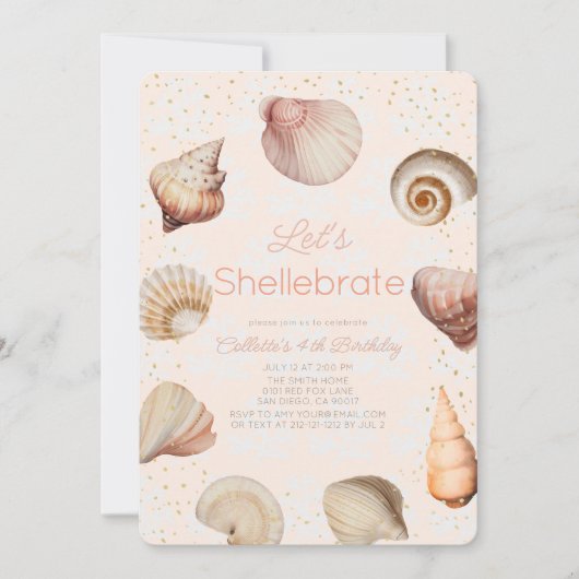 Shellebrate Seashell Realistische Roze Verjaardag Kaart (Voorkant)