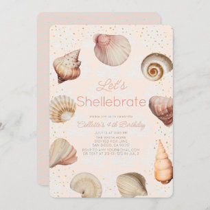 Shellebrate Seashell Realistische Roze Verjaardag Kaart
