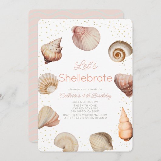 Shellebrate Seashell Realistische Verjaardag Kaart (Voorkant / Achterkant)