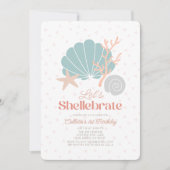 Shellebrate Seashell Retro Roze 1e Verjaardag Kaart (Voorkant)