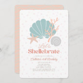 Shellebrate Seashell Retro Roze Meisje Verjaardag Kaart (Voorkant / Achterkant)