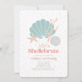 Shellebrate Seashell Retro Roze Meisje Verjaardag Kaart (Voorkant)