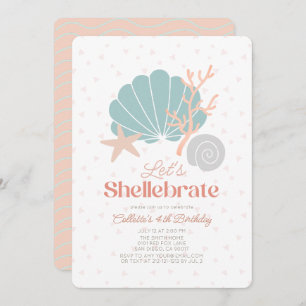 Shellebrate Seashell Retro Roze Meisje Verjaardag Kaart