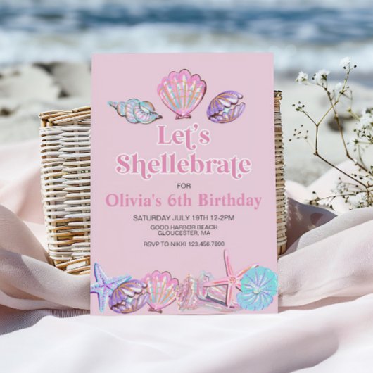 Shellebrate Seashell Strand Verjaardag Kaart
