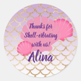 Shellerbrate Party Favor for under the zee Mermaid Ronde Sticker