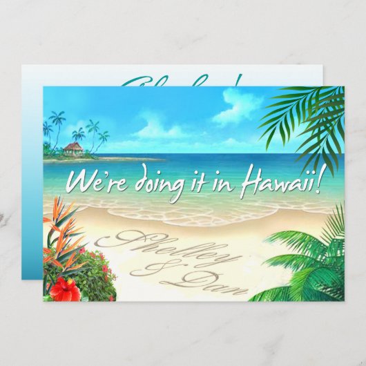 Shelley & Dan Exotic Beach Wedding::aangepast: Kaart (Voorkant / Achterkant)