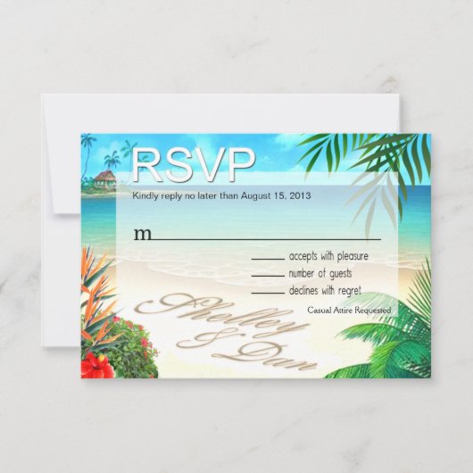 Shelley & Dan Exotisch Strand RSVP ::custom:: Kaartje (Voorkant)