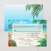 Shelley & Dan Exotisch Strand RSVP ::custom:: Kaartje (Voorkant / Achterkant)