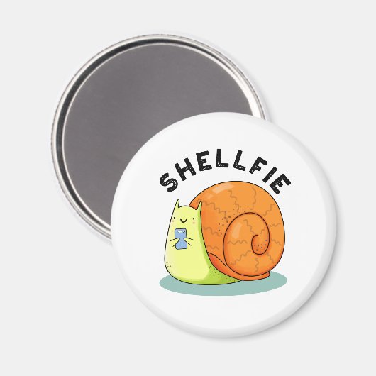 Shellfie Funny Snail Selfie Pun Magneet (Voorkant / Achterkant)