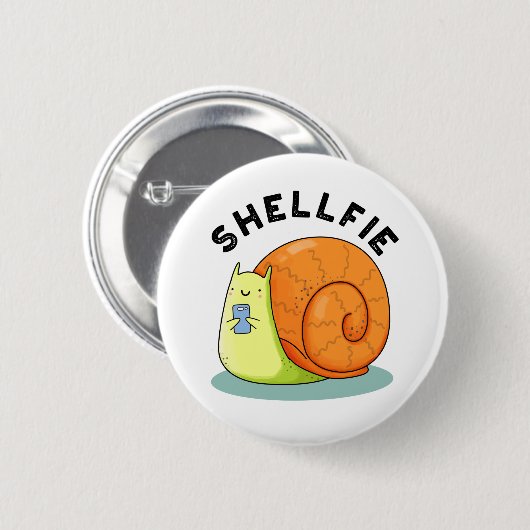 Shellfie Funny Snail Selfie Pun Ronde Button 5,7 Cm (Voorkant /achterkant)