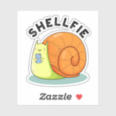 Shellfie Funny Snail Selfie Pun Sticker (Vel)