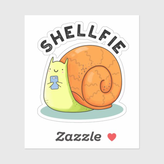 Shellfie Funny Snail Selfie Pun Sticker (Vel)
