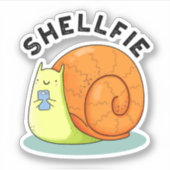 Shellfie Funny Snail Selfie Pun Sticker (Voorkant)