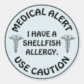 SHELLFISH ALLERGY RONDE STICKER (Voorkant)