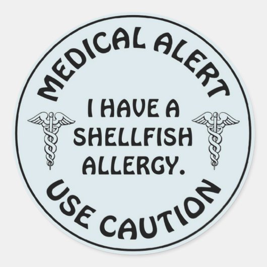 SHELLFISH ALLERGY RONDE STICKER (Voorkant)