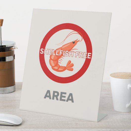Shellfish Free Area Gepersonaliseerd voedselallerg Reclamebord Met Voetstuk (Insitu)