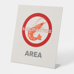 Shellfish Free Area Gepersonaliseerd voedselallerg Reclamebord Met Voetstuk