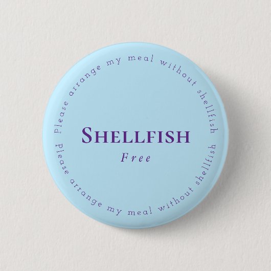 Shellfish Free Request Badge, Light blue, Purple Ronde Button 5,7 Cm (Voorkant)
