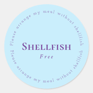 Shellfish Free Request Sticker, Light blue, Purple Ronde Sticker