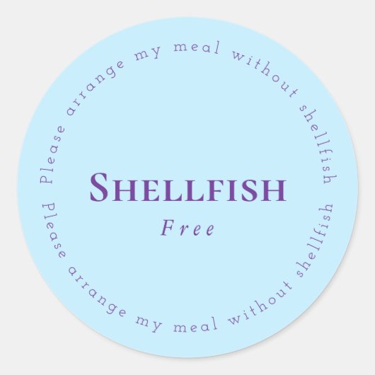 Shellfish Free Request Sticker, Light blue, Purple Ronde Sticker (Voorkant)
