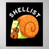 Shellist Funny Snail Cello Pun Dark BG Poster (Voorkant)