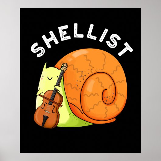 Shellist Funny Snail Cello Pun Dark BG Poster (Voorkant)