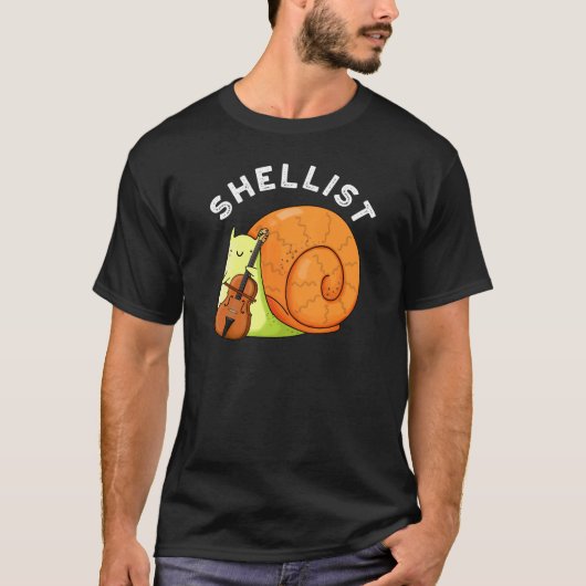 Shellist Funny Snail Cello Pun Dark BG T-shirt (Voorkant)