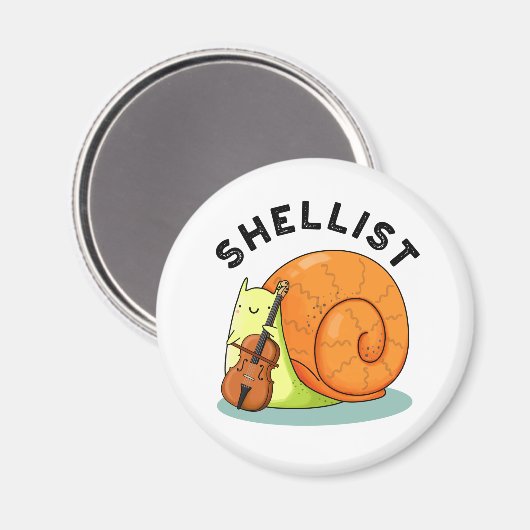 Shellist Funny Snail Cello Pun Magneet (Voorkant / Achterkant)